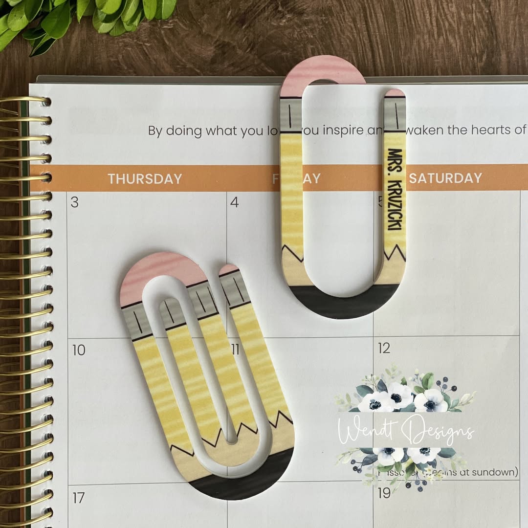 Jumbo Paper Clip Bookmarks - Pencil Theme
