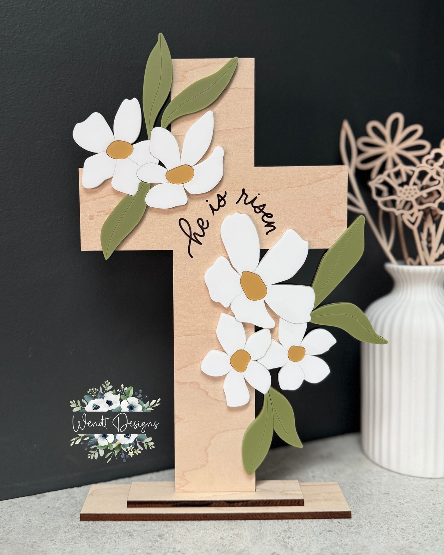 He Is Risen Magnolia Cross