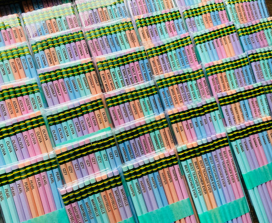 Engraved Pencils: Neon, Pastel, and Yellow