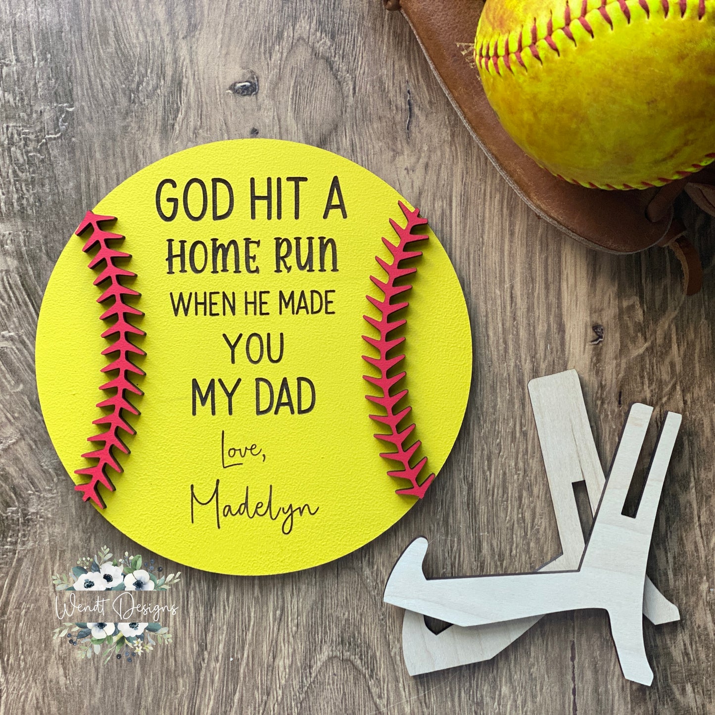 God Hit a Home Run Father’s Day Sign - Softball