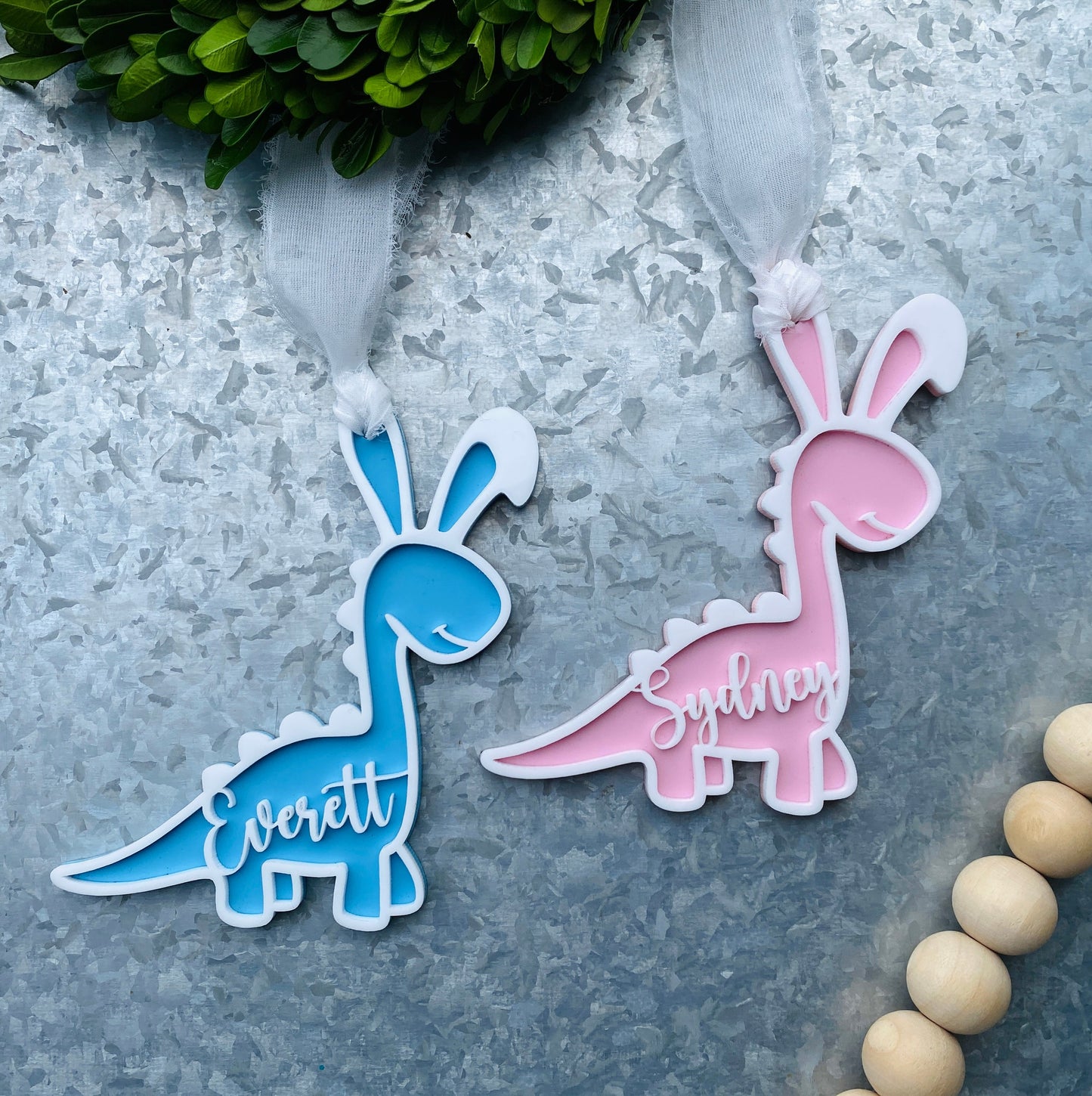 Dinosaur Easter Basket Tags - Acrylic -WS