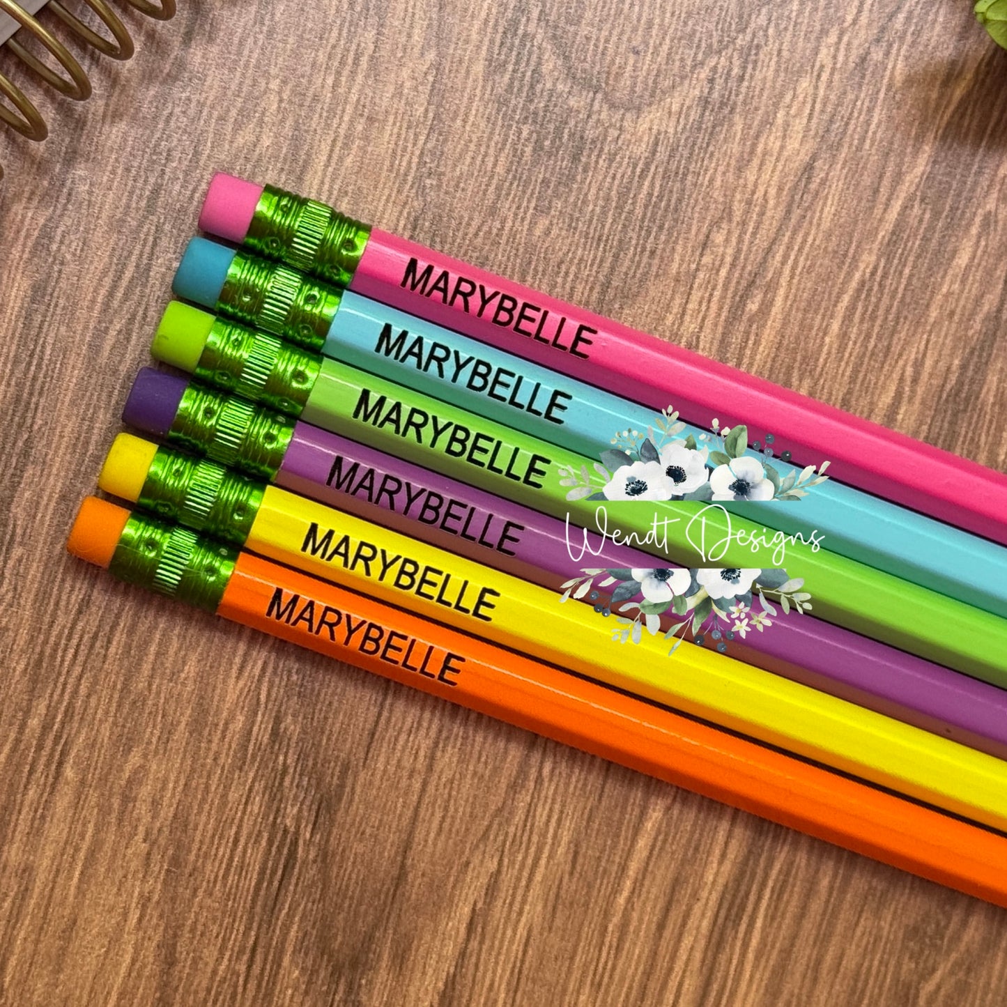 Engraved Pencils: Neon, Pastel, and Yellow