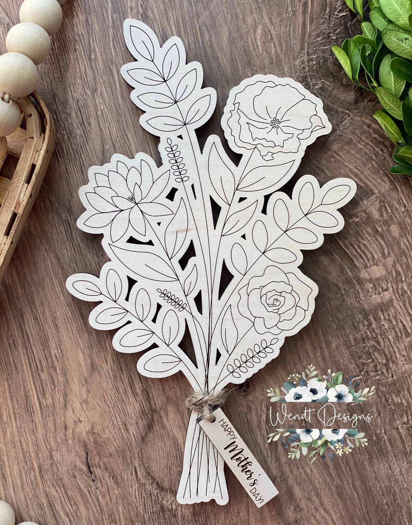 Engraved Floral Bouquet