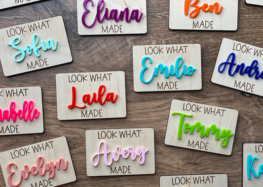 Look What I Made Personalized Magnets with Acrylic Names, Name Magnets, Personalized Kids Magnets, Artwork Display Magnets, Made by Me