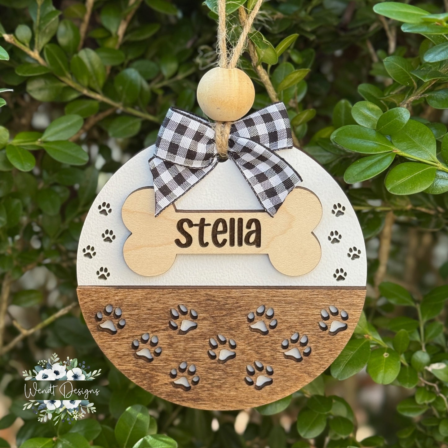 Patterned Paw Print Ornament