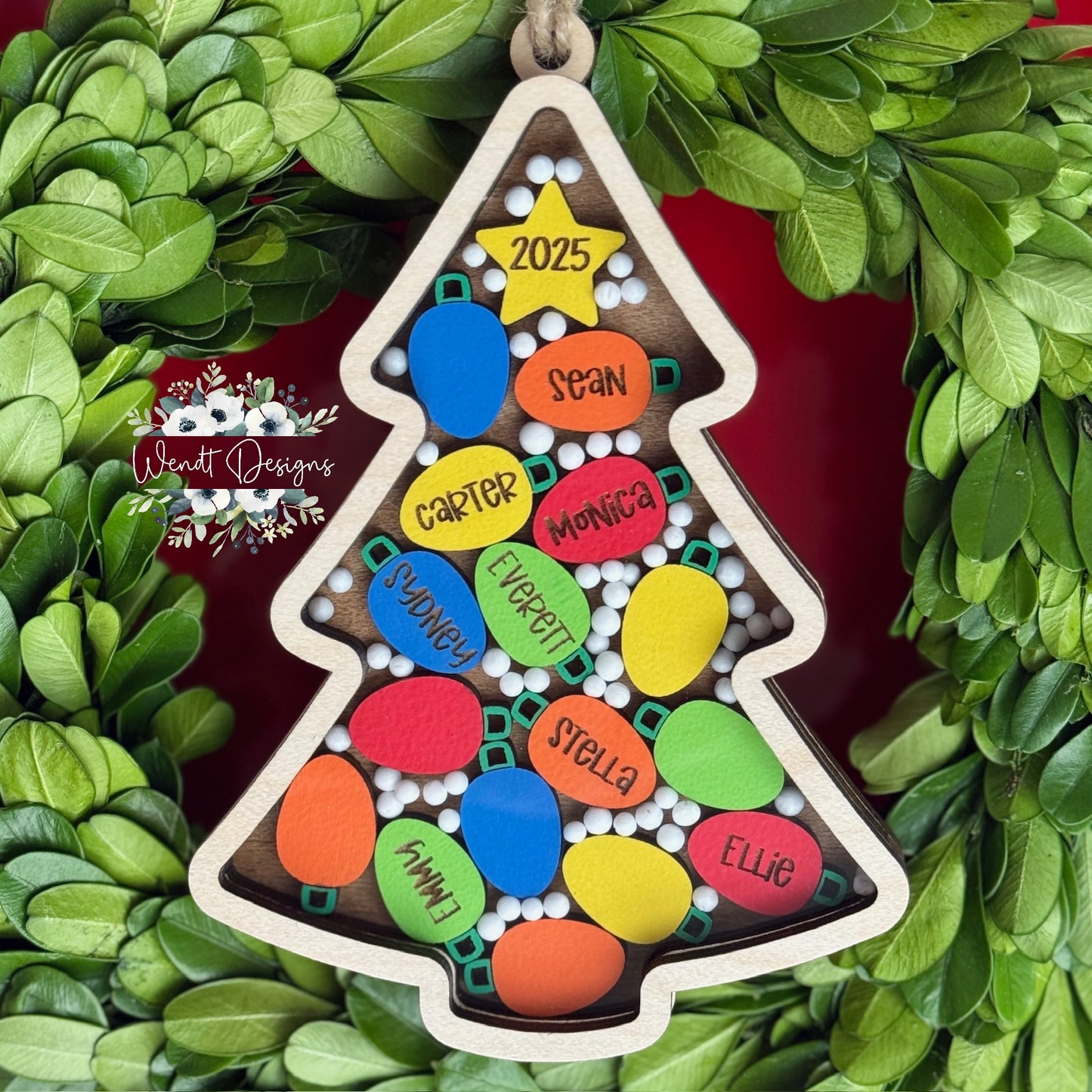 Family Christmas Tree Shaker Ornament