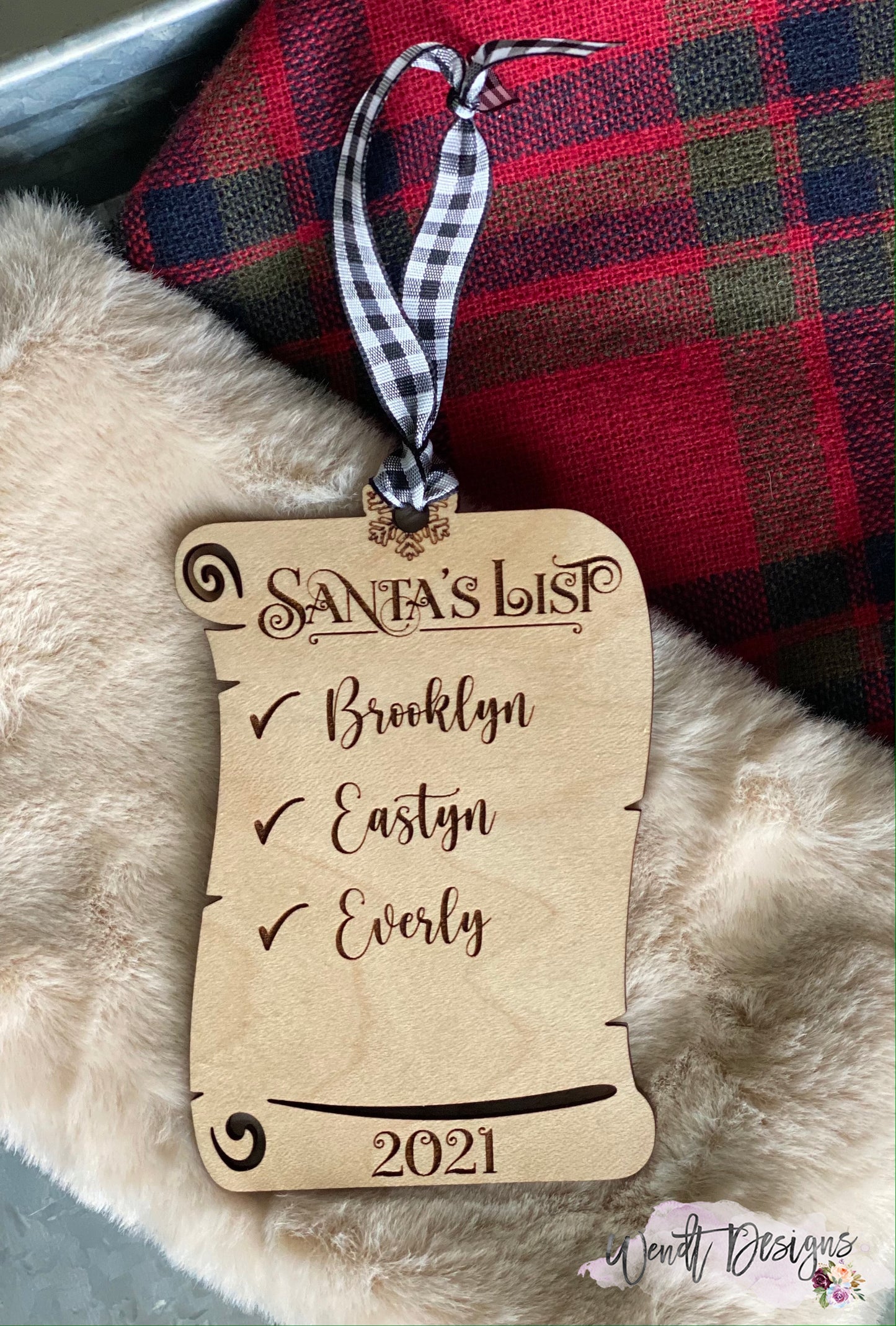 Engraved Santa's List Ornament, Personalized 2023 Family Ornament