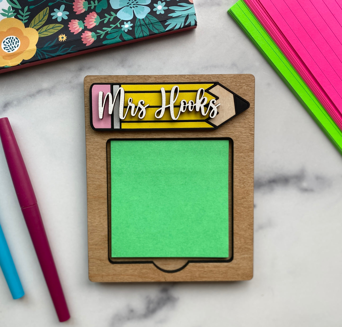 Teacher Sticky Note Holder, Personalized Sticky Note Holder, Teacher Appreciation Gifts