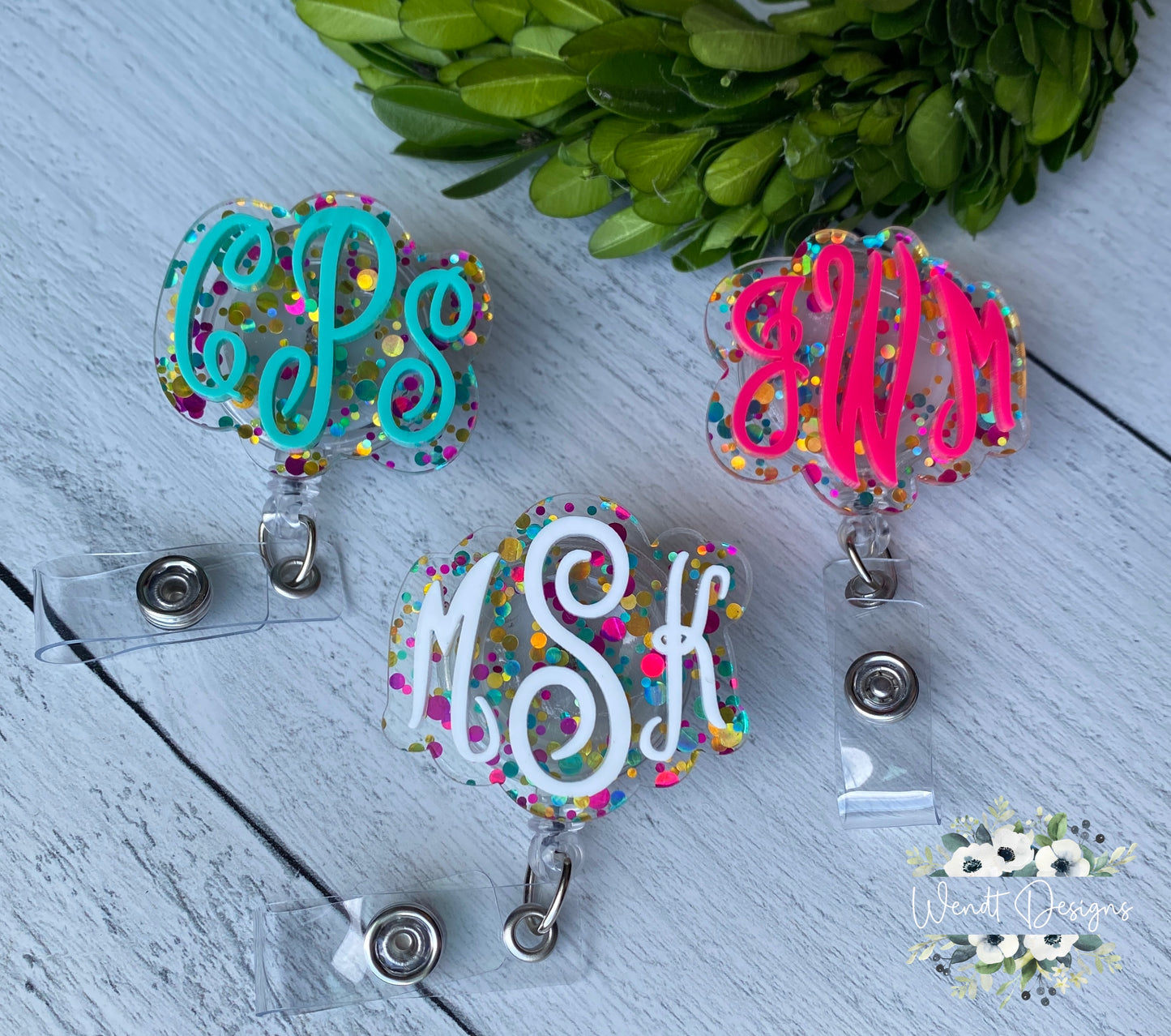 Monogram Badge Reel - Confetti