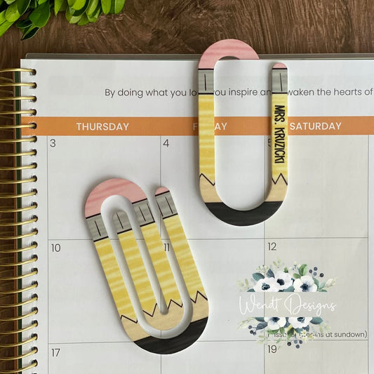 Jumbo Paper Clip Bookmarks - Pencil Theme