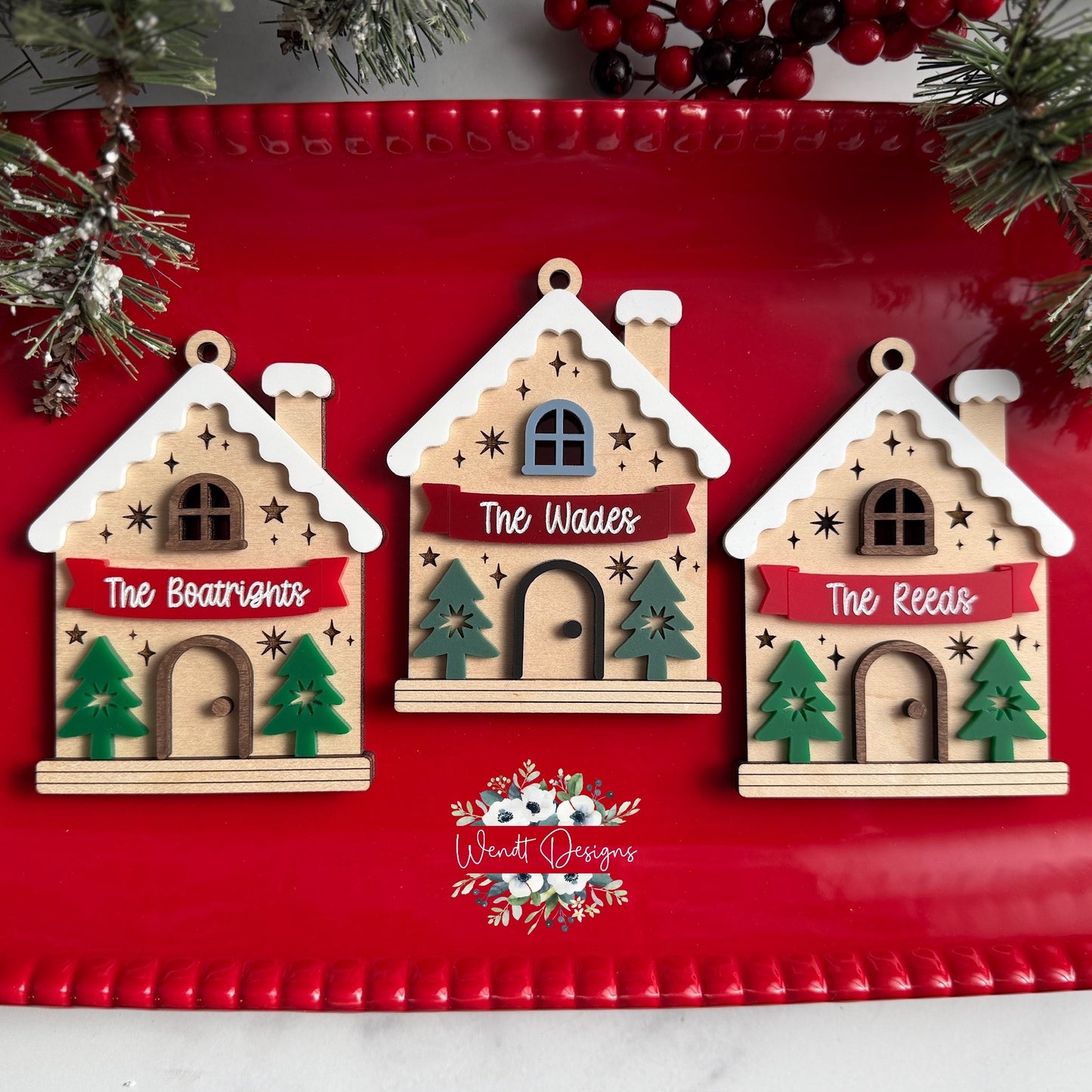 Family Cottage Christmas Ornament