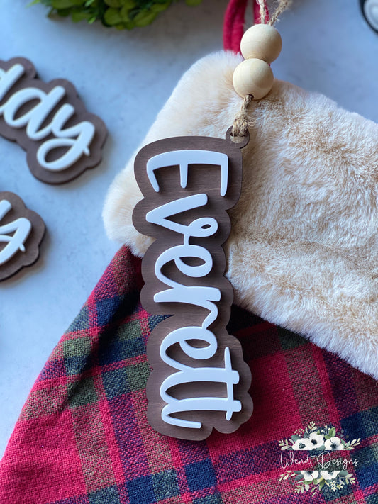 Acrylic and Maple Stocking Tags - Wholesale