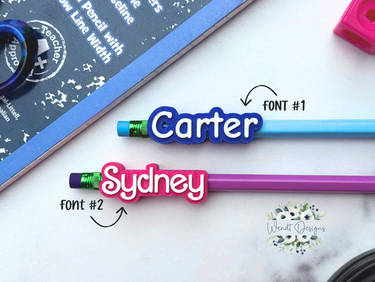 Personalized Pencil Name Toppers - Custom Colors -WS
