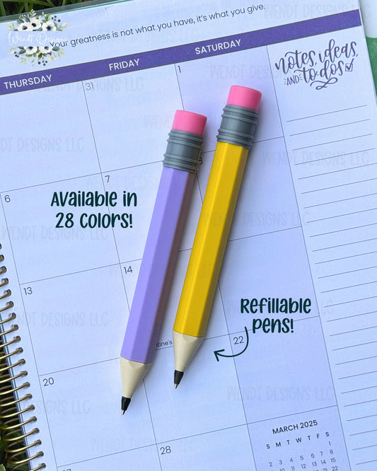 Refillable Pencil Themed Pens - 28 Color Options - WS