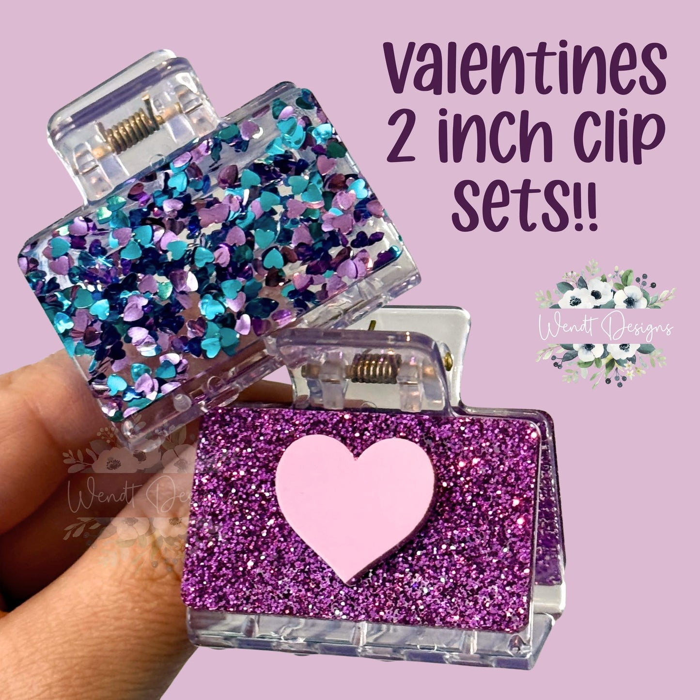 Valentine’s Day 2” Claw Clip Set