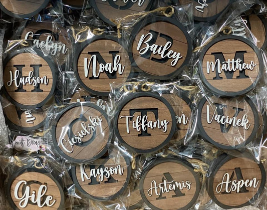 Farmhouse Last Name Ornament -WS