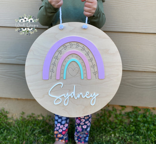 Boho Rainbow Bedroom Door Sign -WS