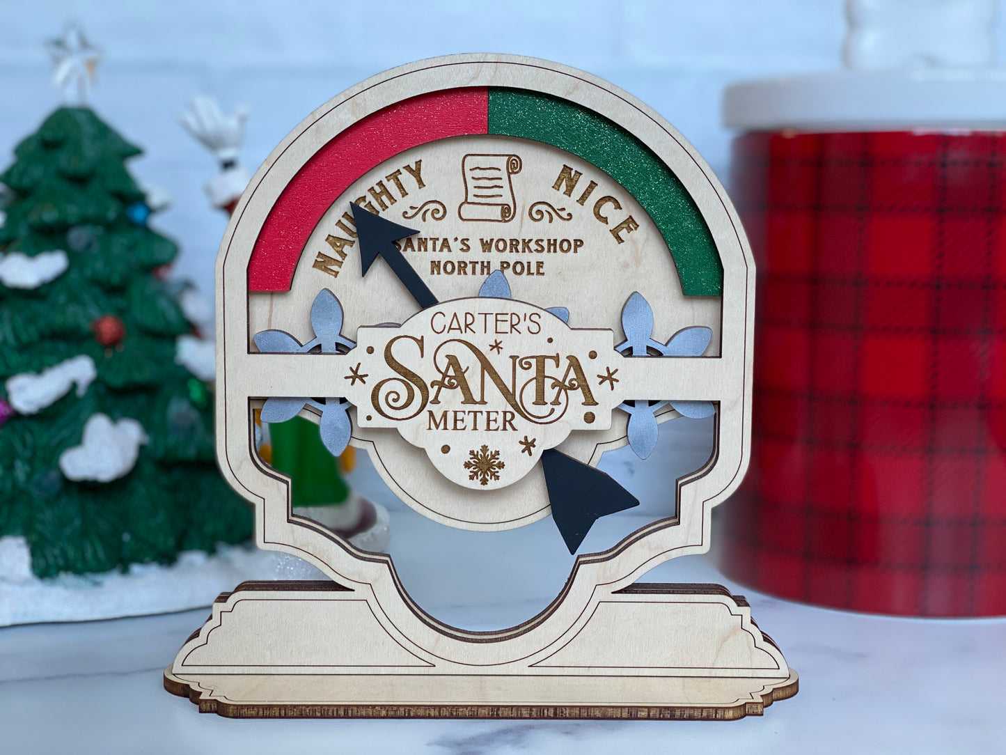 Santa Meter with Moving Arrow and Gears