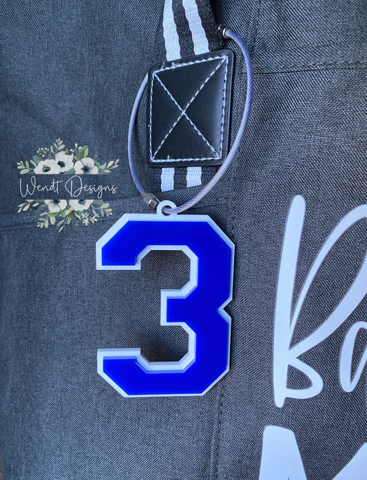 Acrylic Player Number Bag Tags -ws
