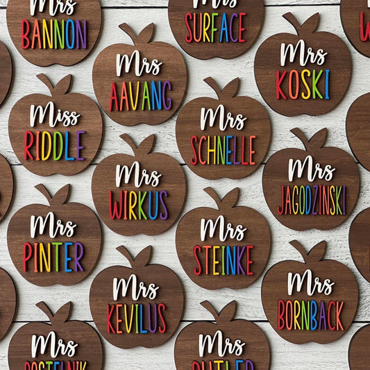 Teacher Apple Magnets - Rainbow -WS