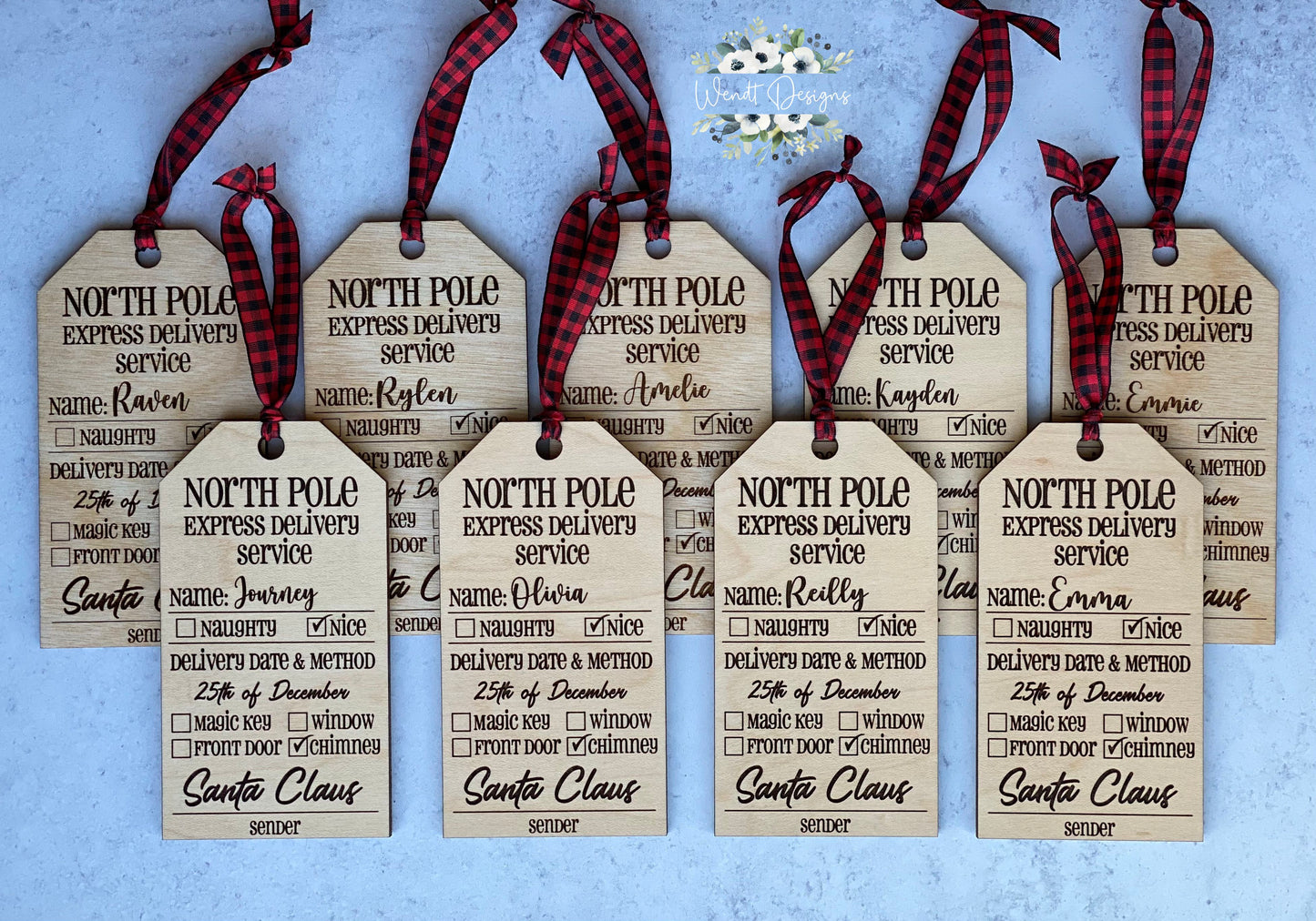 Engraved North Pole Christmas Present Tag and Ornament