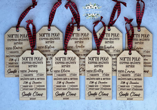 Engraved North Pole Christmas Present Tag and Ornament- WS