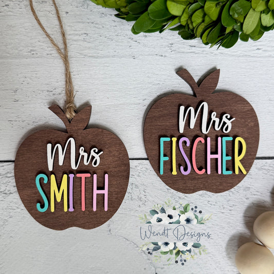 Pastel Teacher Apple Ornament