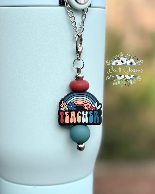 Beaded Boho Rainbow Teacher Cup Charm