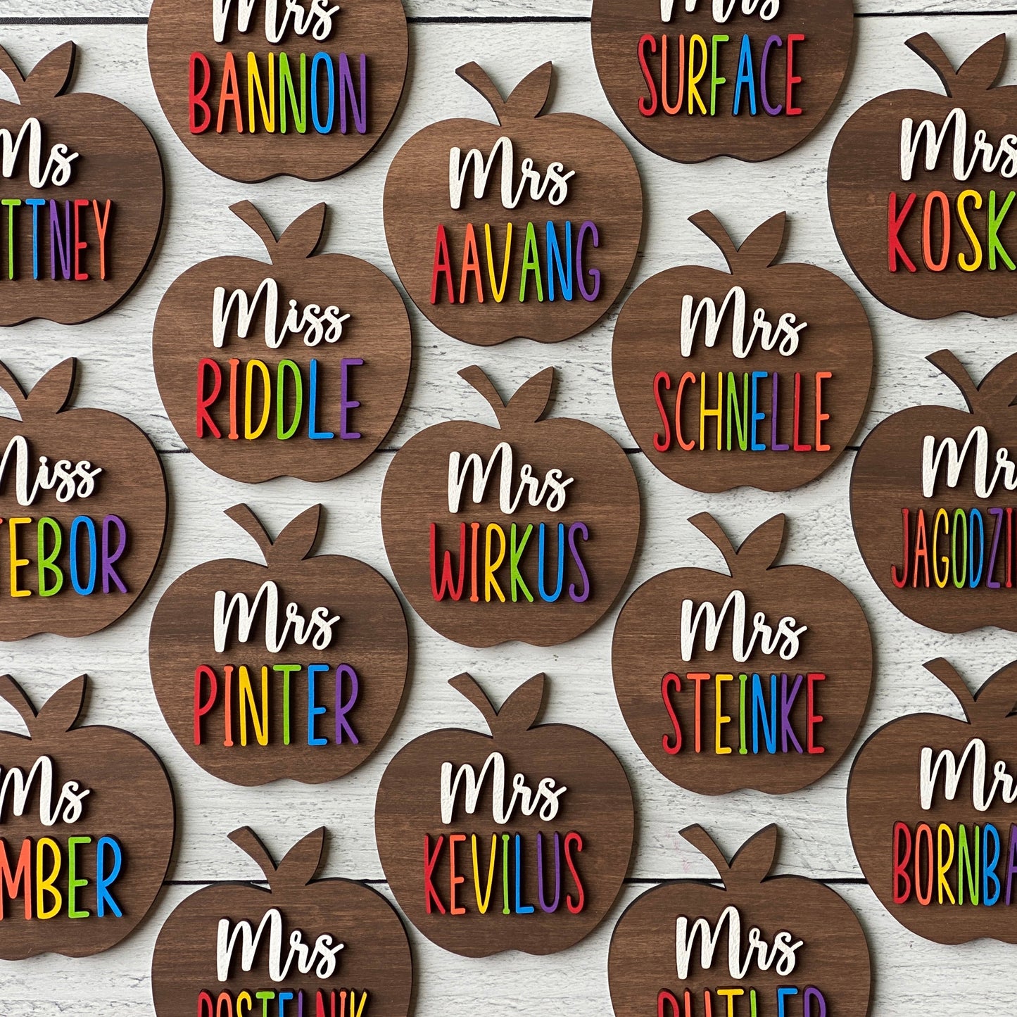 Teacher Apple Magnets - Rainbow