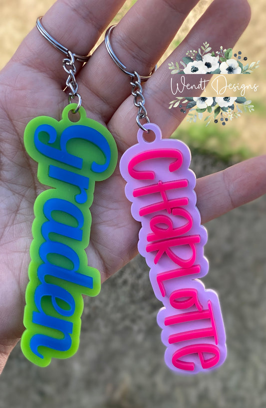 Acrylic Name Keychains and Bag Tags -WS