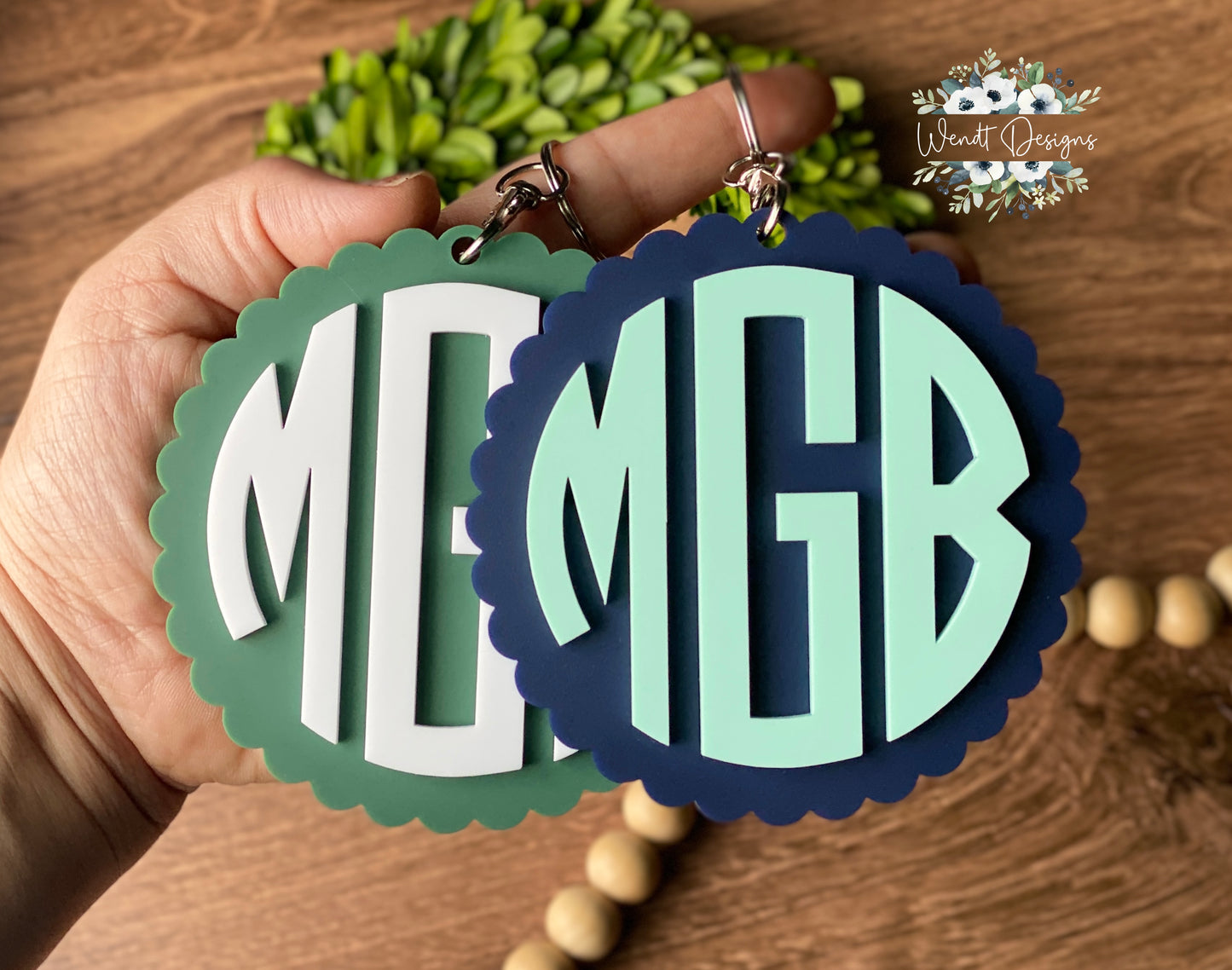 Scalloped Monogram Bag Tags - Large