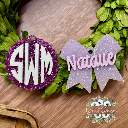 Bow and Monogram Bag Tags