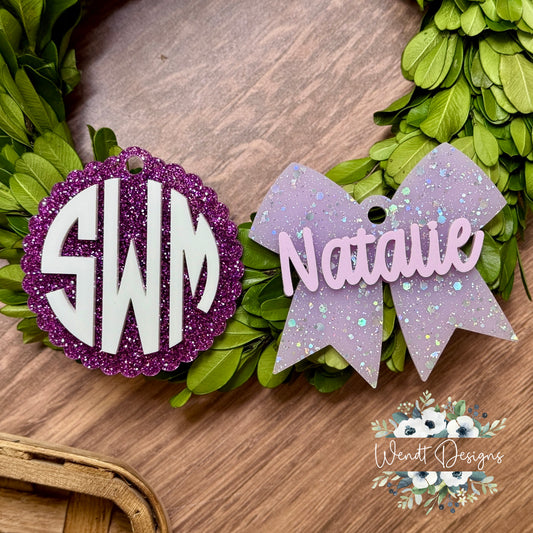 Bow and Monogram Bag Tags