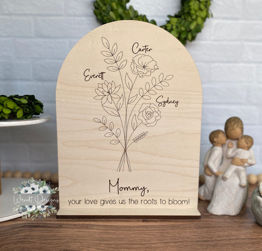 Birth Month Roots to Bloom Keepsake Sign -WS