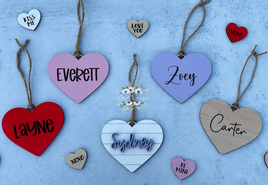 Personalized Heart Tags - Engraved and 3D - WS