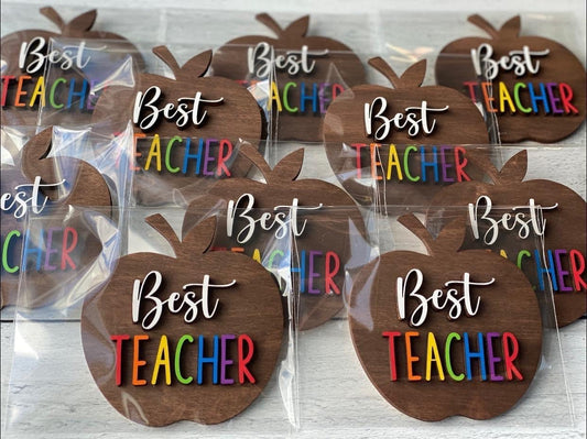 Best Teacher Apple Magnets - Rainbow -Wholesale