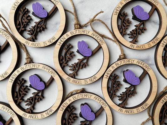 Lavender Butterfly Remembrance Ornament - Wholesale - Packs of 5
