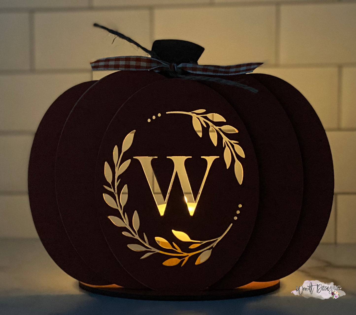 Monogrammed Pumpkin Luminary - Single Initial