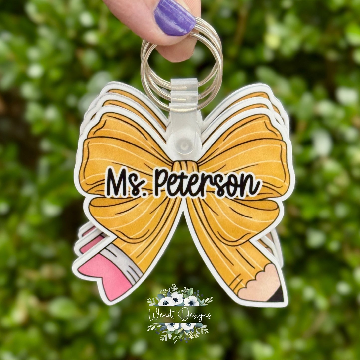 Pencil Bow Keychain or Ornament