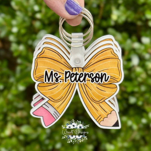 Pencil Bow Keychain or Ornament