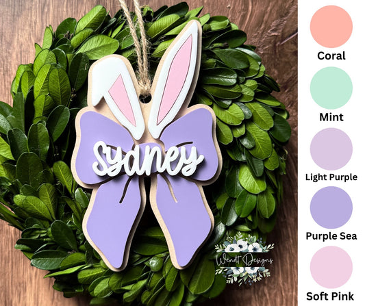 Acrylic Bunny Bow Basket Tag