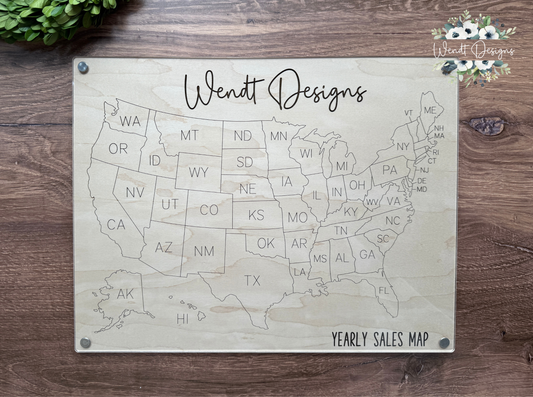 Personalized Yearly Sales Maps - TWO VERSIONS - Dry Erase Reusable or 2026 Single Use-WS