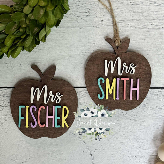 Pastel Teacher Apple Ornament - WS