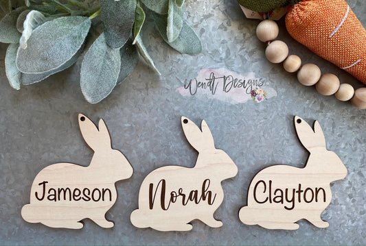 Engraved Bunny Tag with Jute Twine Hanger -WS
