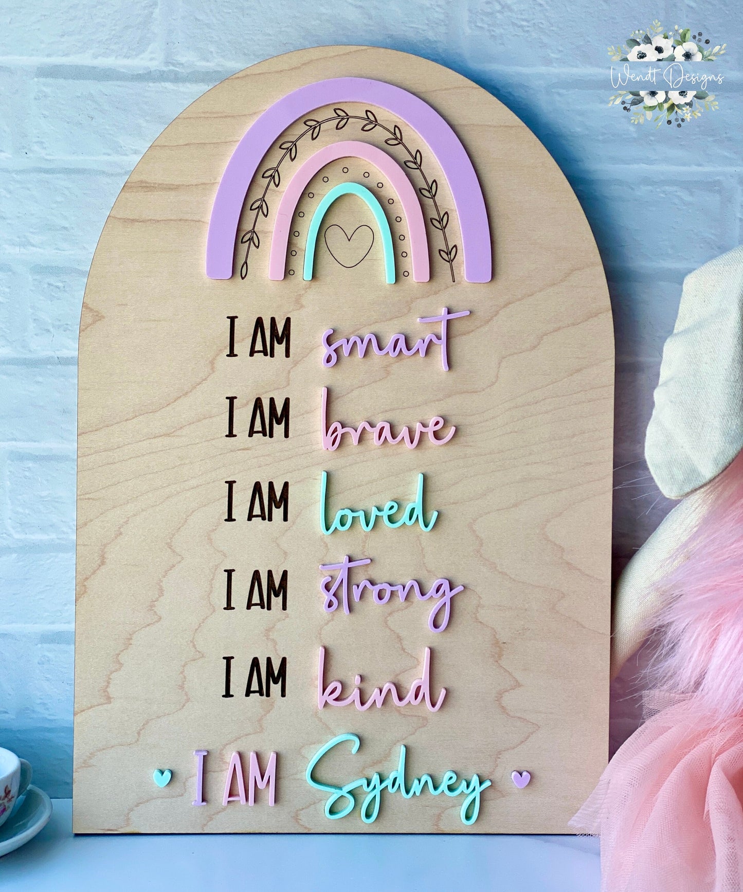 Personalized Affirmation Boards, Boho Rainbow Decor