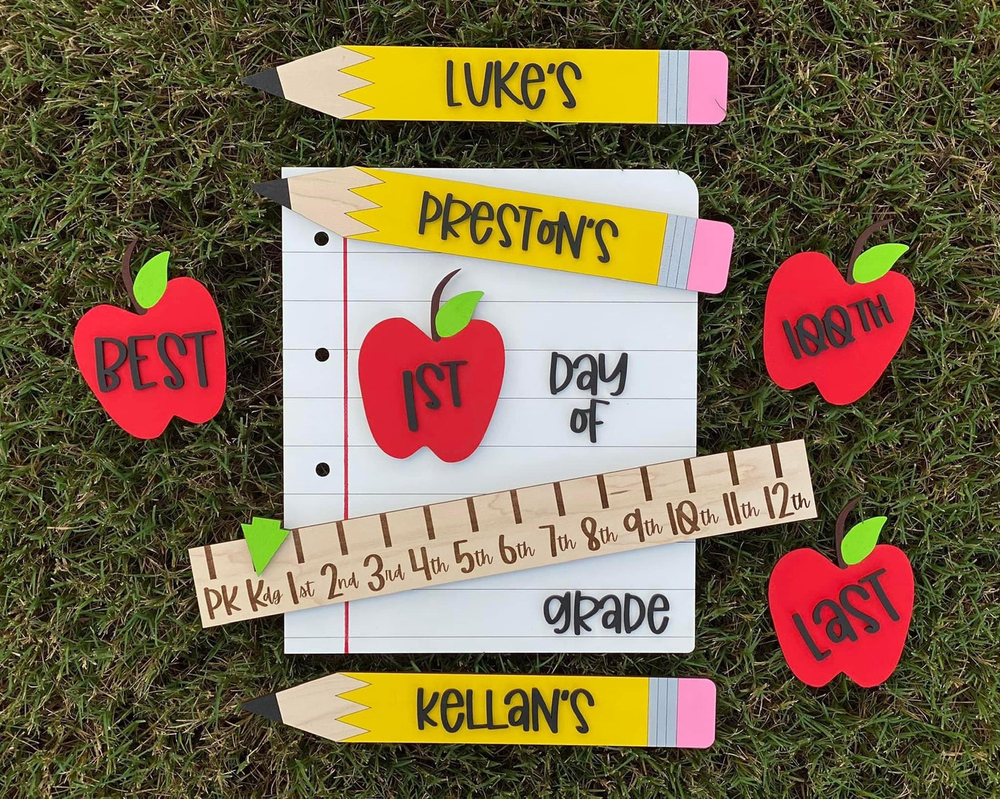 First Day of School Photo Prop, Interchangeable School Milestones, Back to School Sign Kit