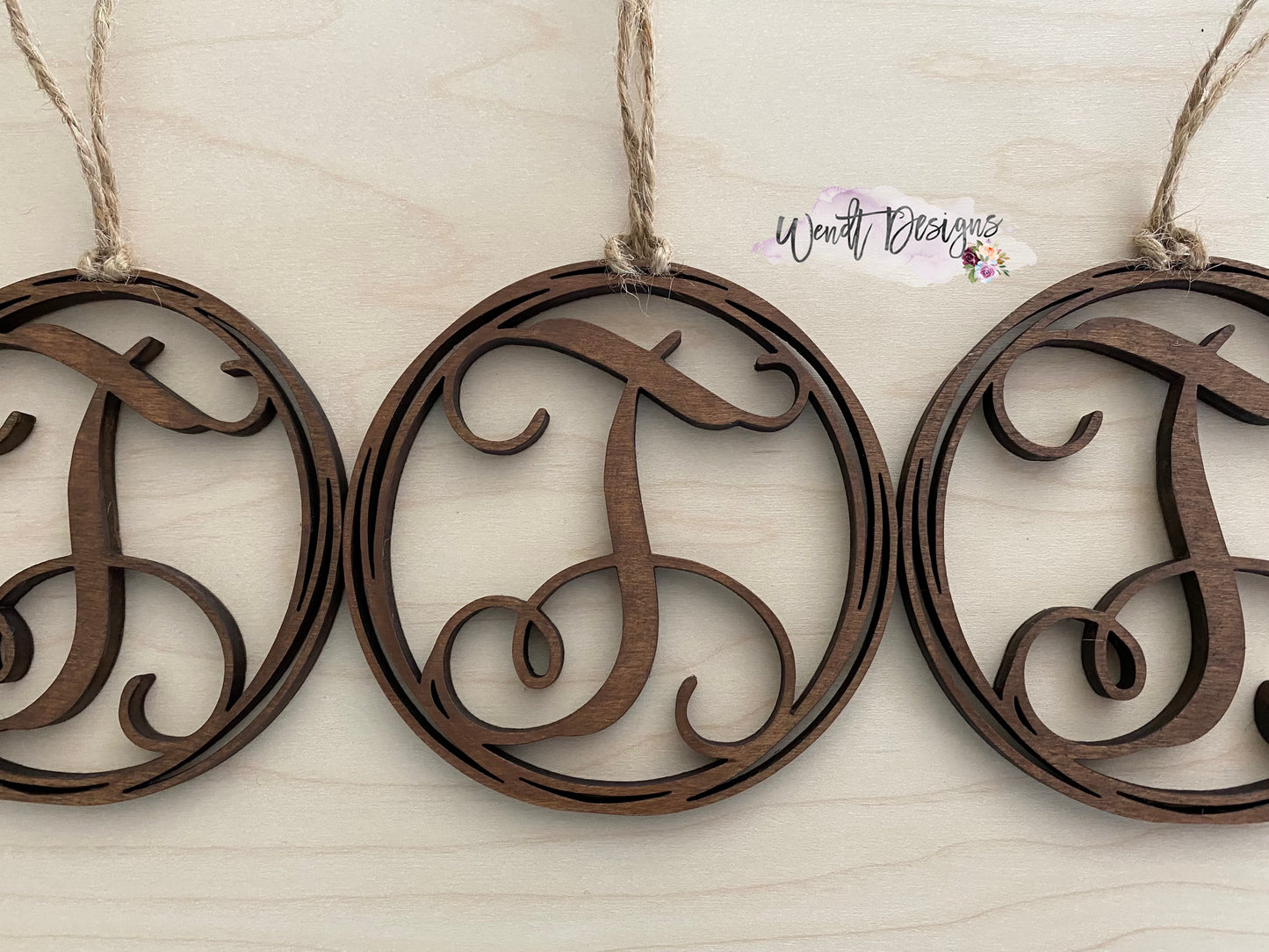 Initial Ornament, Rustic Circle Ornament, Personalized Ornament, Buffalo Check Christmas Ornament, Farmhouse Wood Ornament, Stocking Initial
