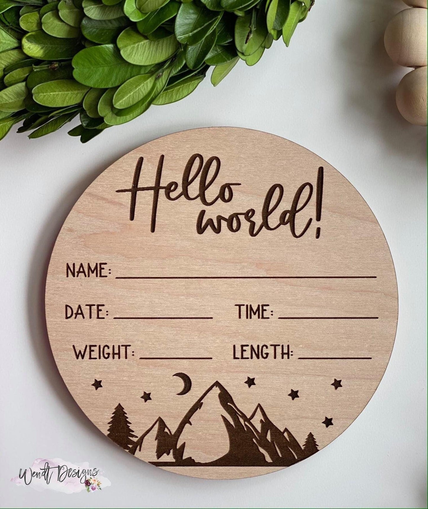 Personalized Mini Name Round AND Hello World SET -Mountain Theme  my