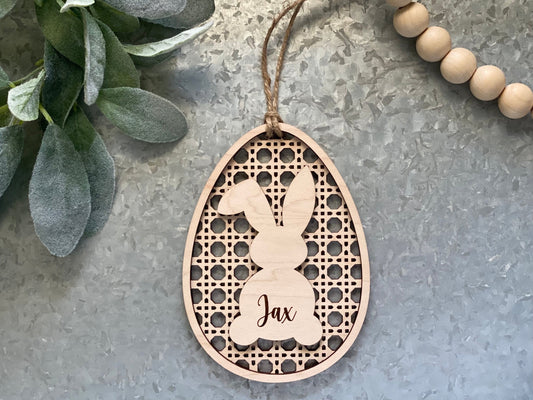 Rattan Easter Basket Tag with Engraved Name