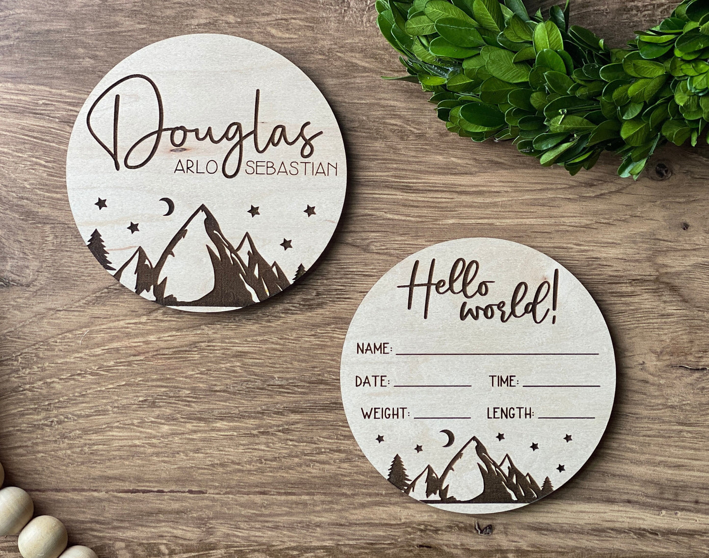 Personalized Mini Name Round AND Hello World SET -Mountain Theme  my